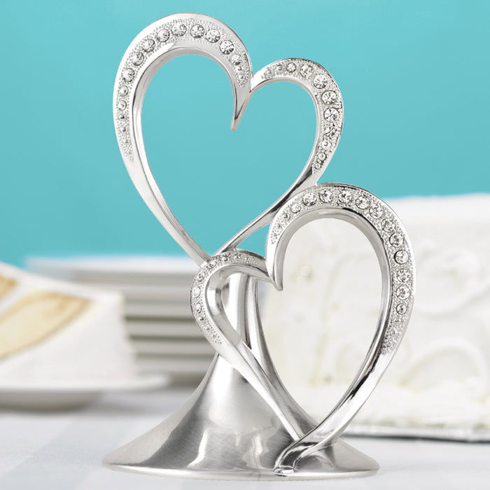 Sparkling Rhinestone Heart Wedding Cake Topper