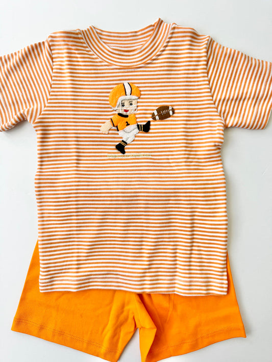 Squiggles - Tee and Short Set - Orange and White Football Kicker