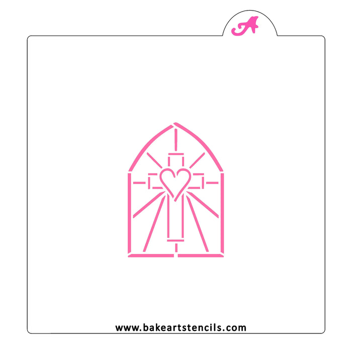 Stained Glass Cross PYO Cookie Stencil bakeartstencil