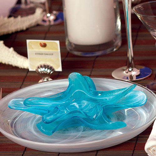 A small Starfish Glass Plate stacked on top of a large Starfish Glass Plate.