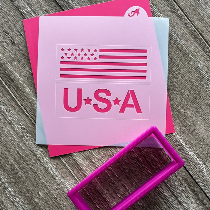 Stars Stripes Stack Sticks Cookie Stencil bakeartstencil
