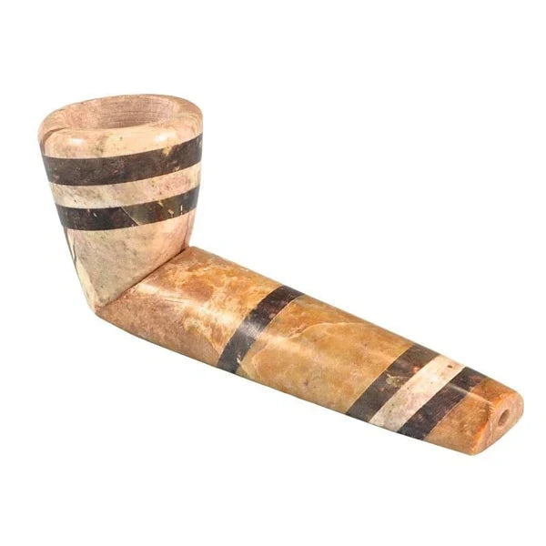 Tri-Tone Striped Cone Marbled Stone Hand Pipe