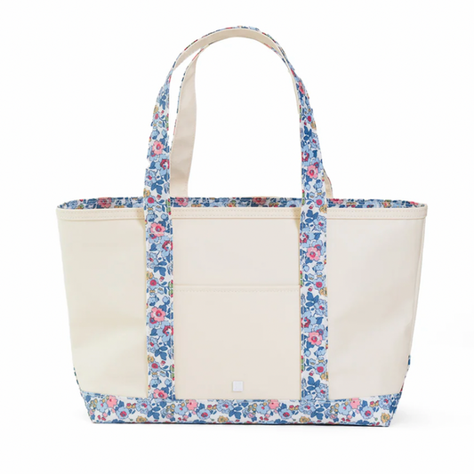 TRVL - Medium Tote - Canvas with Bridgehampton Floral Trim