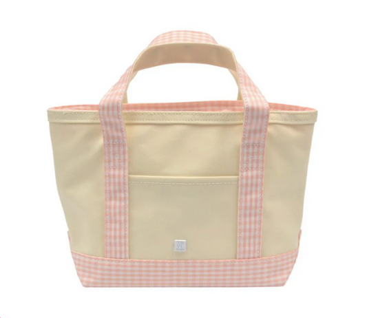 TRVL - Mini Tote - Canvas with Gingham Taffy Trim
