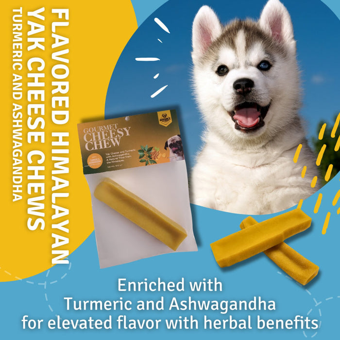 Turmeric and Ashwagandha Yak Cheese Dog Chews – Natural Himalayan Treats – Long-Lasting Gluten-Free Chews for Dogs