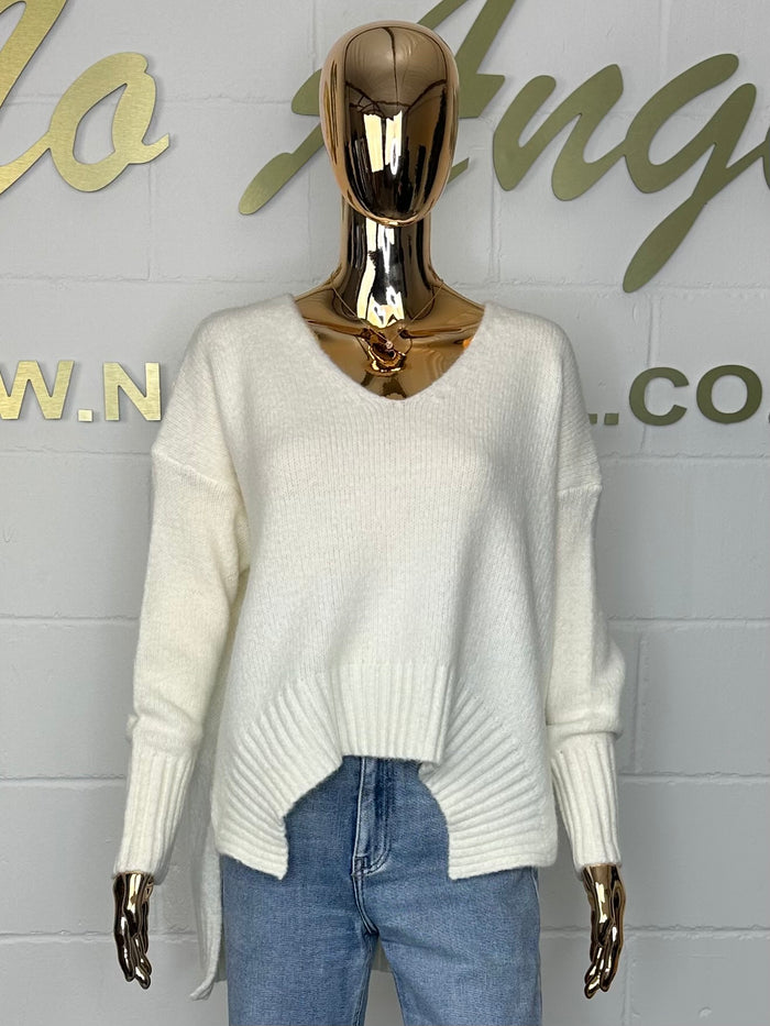 V-Neck Soft Knit Hight Low Jumper (4 Colours)