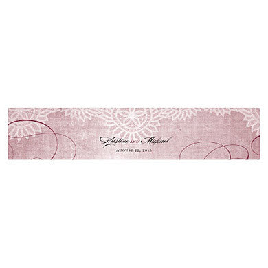 Berry Vintage Lace Water Bottle Sticker Label personalized with bride and groom's name.
