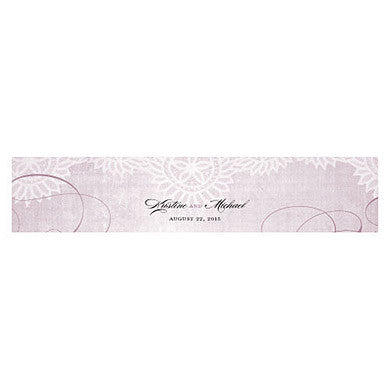 Vintage Purple Lace Water Bottle Sticker Label personalized with bride and groom's name.