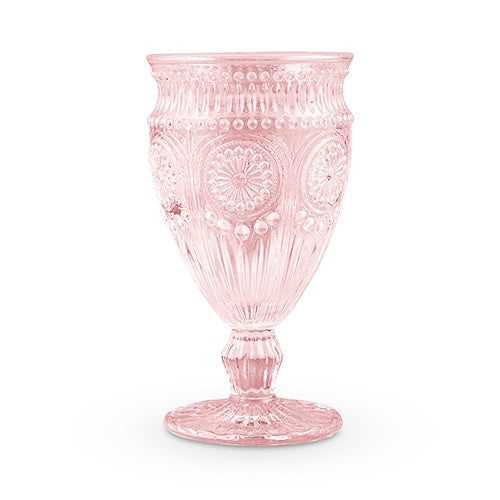 Vintage Pressed Glass Wedding Party Goblet - Pink, Blue, Clear or Grey