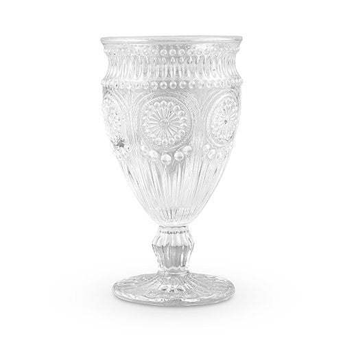 Vintage Pressed Glass Wedding Party Goblet - Pink, Blue, Clear or Grey