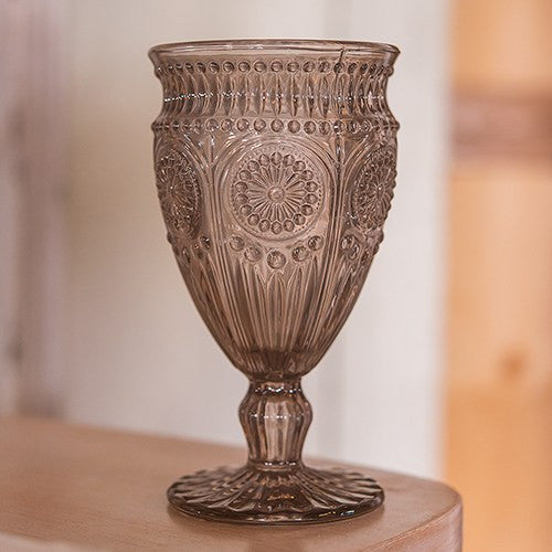 Vintage Pressed Glass Wedding Party Goblet - Pink, Blue, Clear or Grey