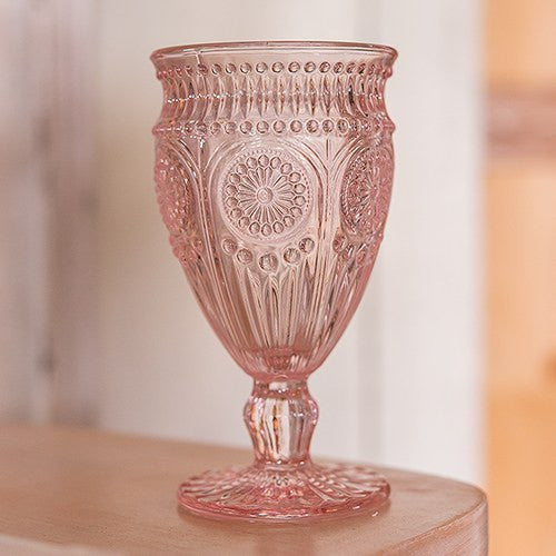 Vintage Pressed Glass Wedding Party Goblet - Pink, Blue, Clear or Grey