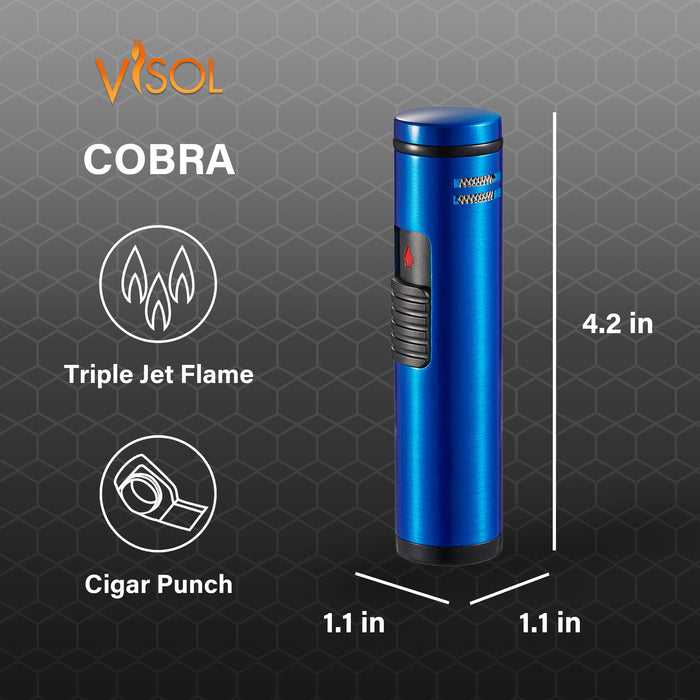 Visol Cobra Triple Flame Cigar Lighter - Blue