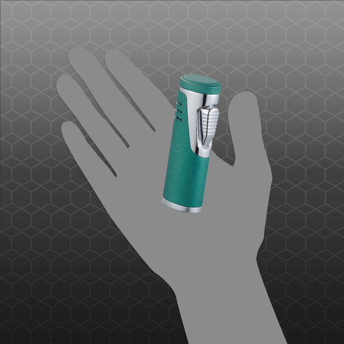 Visol Cradle Double Jet Torch Flame Lighter with Cigar Punch - Green