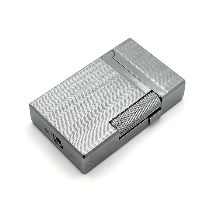 Visol Hubbard Brushed Stripes Soft Flame and Torch Flame Flint Lighter - Chrome