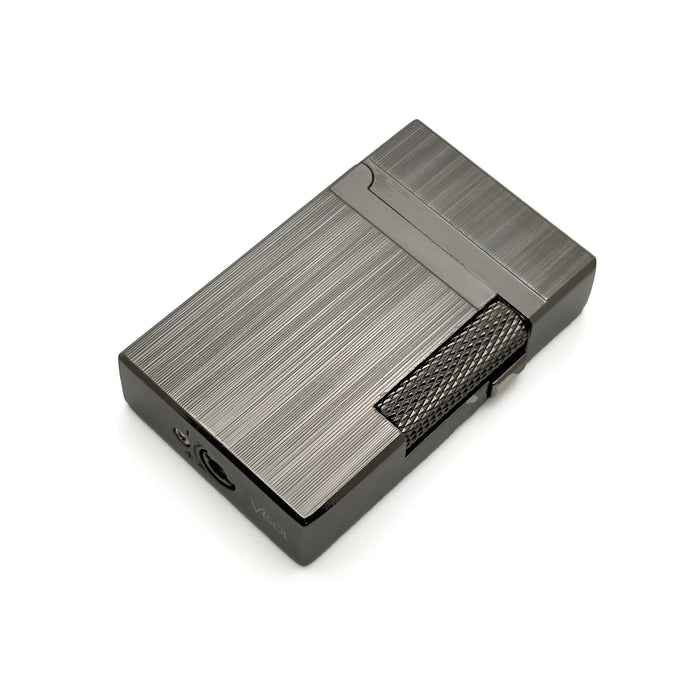 Visol Hubbard Brushed Stripes Soft Flame and Torch Flame Flint Lighter - Gunmetal