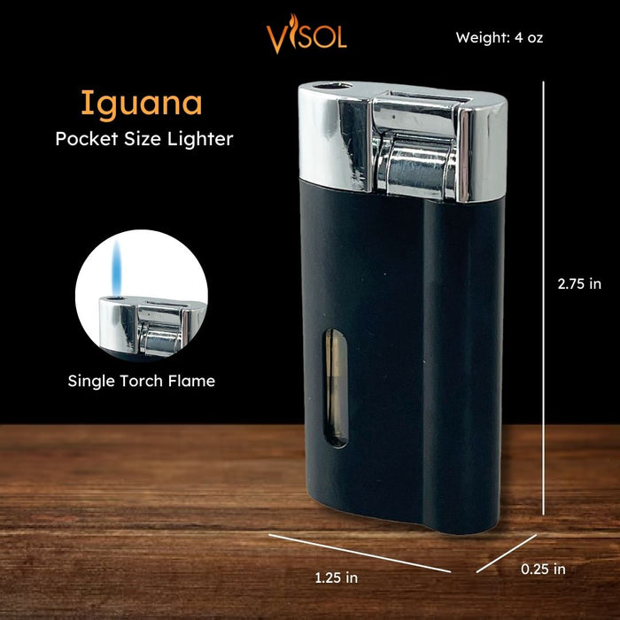 Visol Iguana Single Torch Flame Lighter - Black