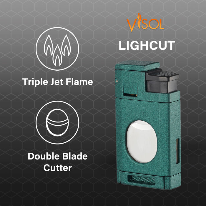 Visol LighCut Green Triple Torch Flame Lighter and Cigar Cutter