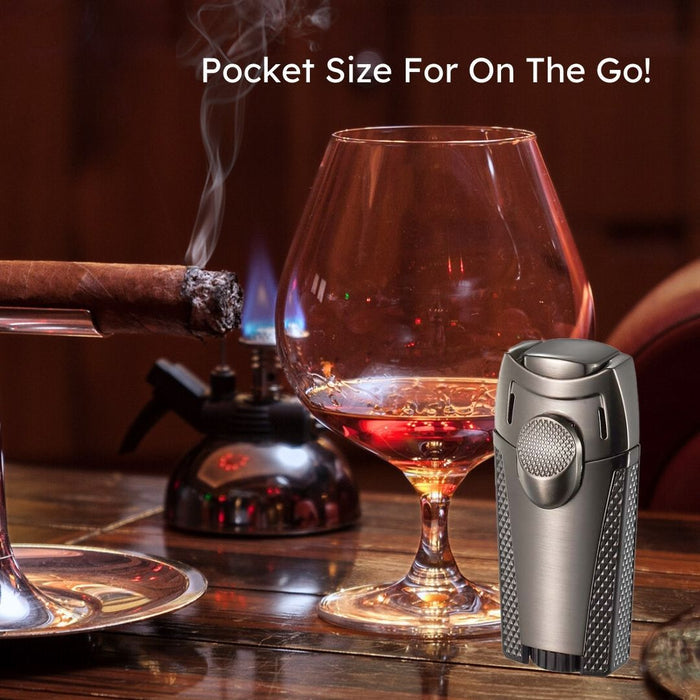 Visol Meru Dual Torch Cigar Lighter - Gun Metal
