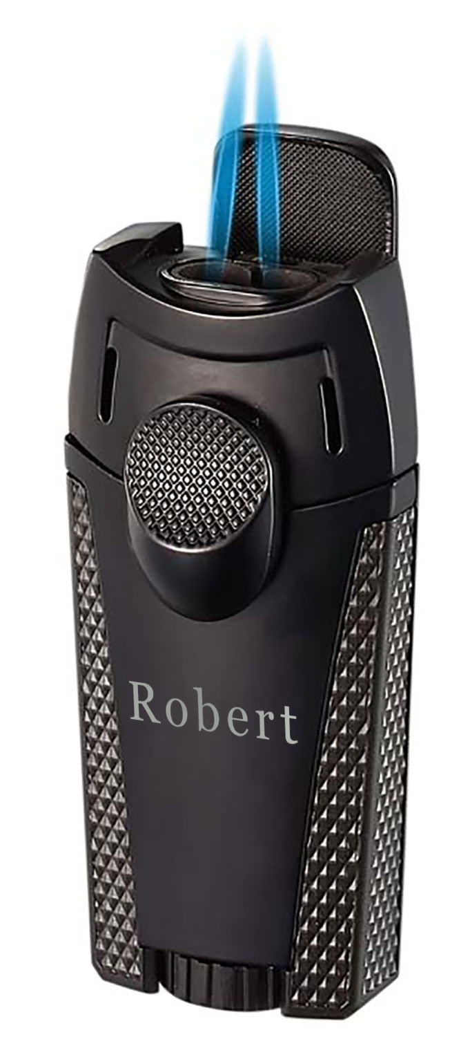Visol Meru Dual Torch Flame Lighter - Black