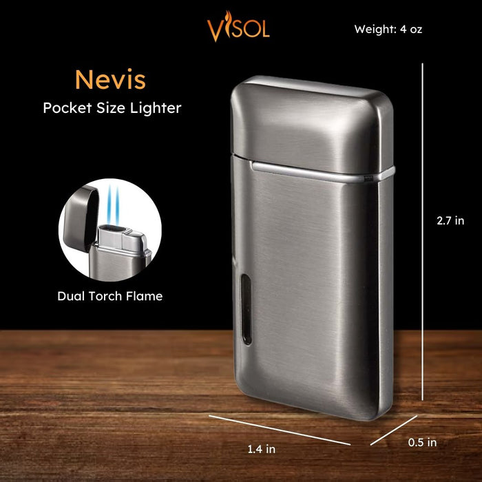 Visol Nevis Gunmetal Dual Torch Cigar Lighter