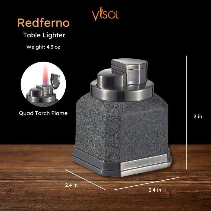 Visol Redferno Quad Flame Table Lighter - Gunmetal