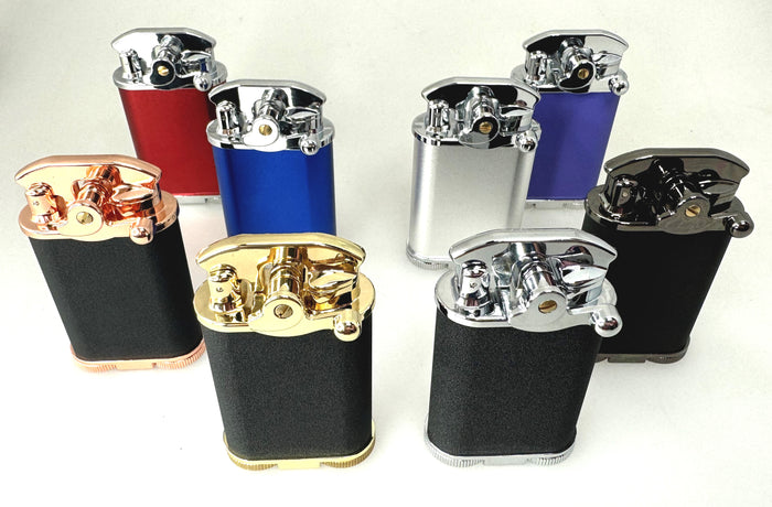 Visol Retro Butane Torch Lighter Triple Flame Refillable Gas Lighter, Built-in Cutter, Detachable Poker and Windproof Adjustable Flame Lighter - Red & Chrome