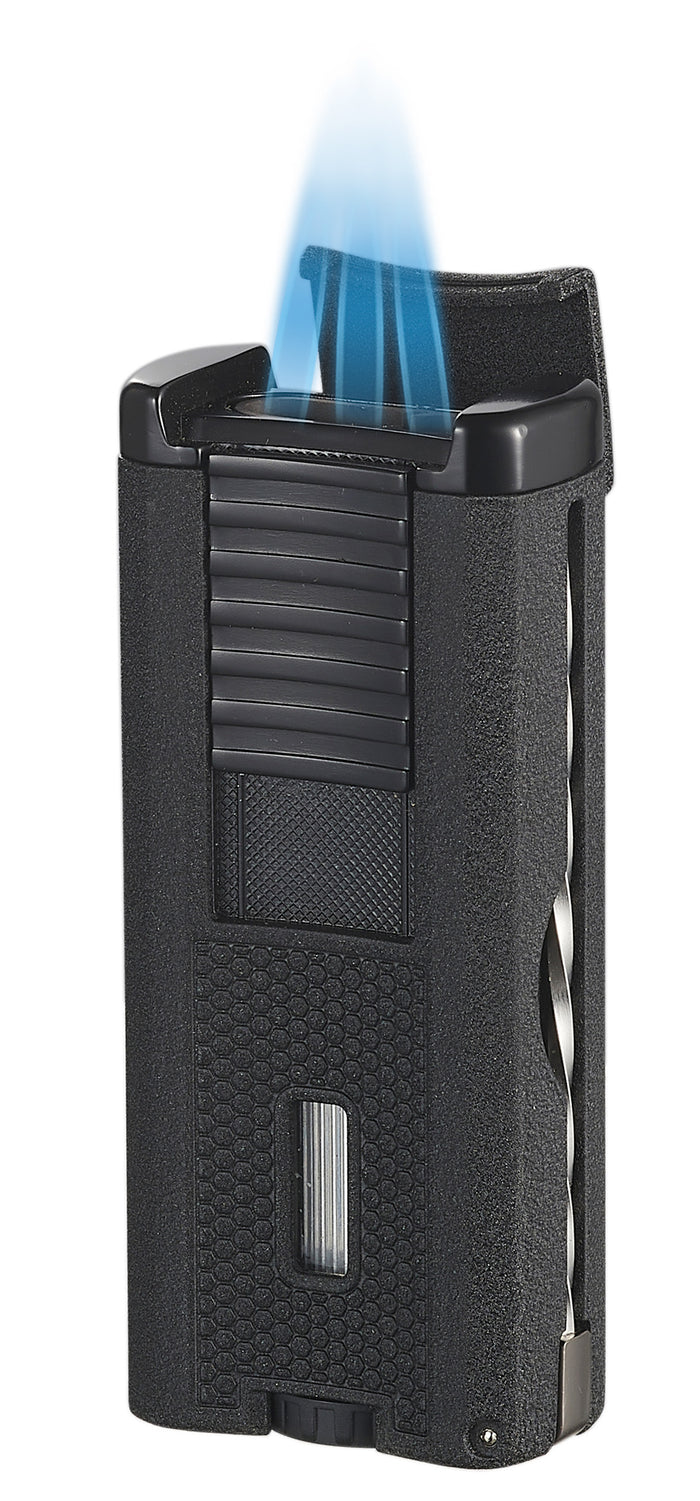 Visol Striker Triple Torch Flame Lighter with Cigar Poker - Black