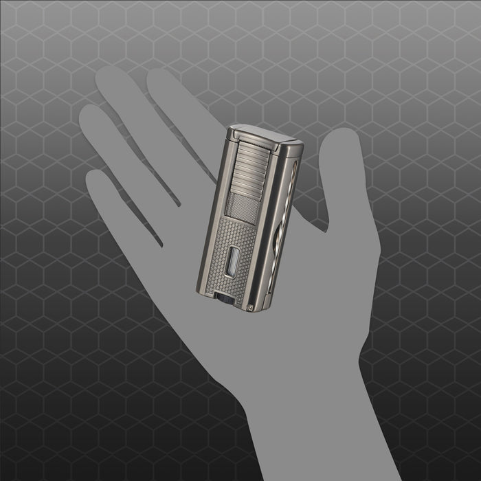 Visol Striker Triple Torch Flame Lighter with Cigar Poker - Gunmetal