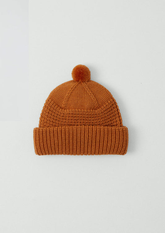 Waffle Stitch Wool Beanie | Apricot