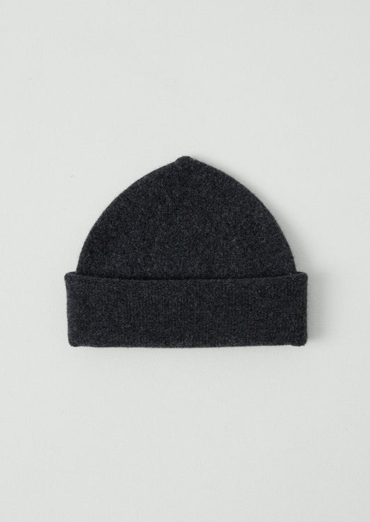 Washed Lambswool Beanie | Charcoal