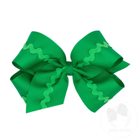 Wee Ones Bows - King - Kelly Green with Ric Rac Trim