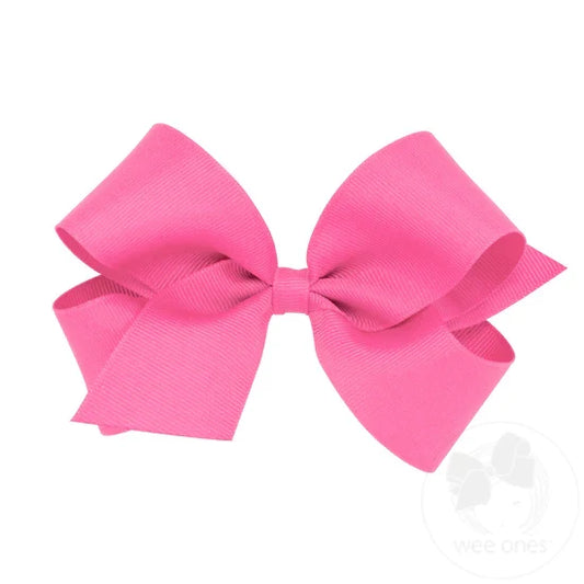 Wee Ones Bows - Medium - Hot Pink Grosgrain