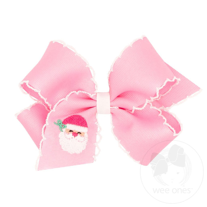 Wee Ones Bows - Medium - Moonstitched White with Reindeer