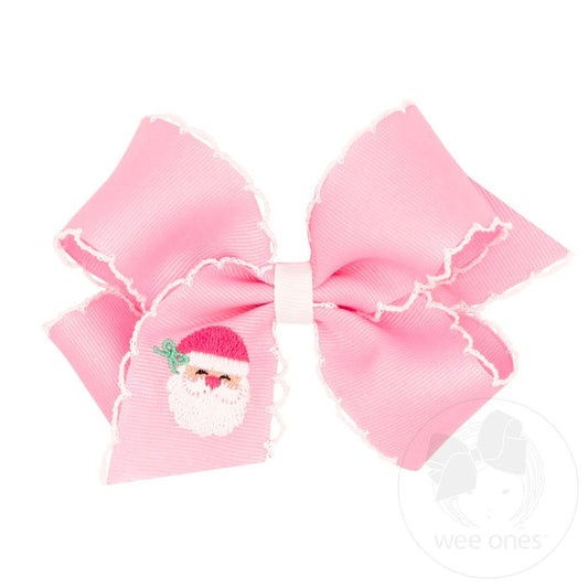 Wee Ones Bows - Medium - Moonstitched White with Reindeer