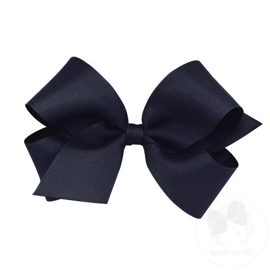 Wee Ones Bows - Medium - Navy Grosgrain