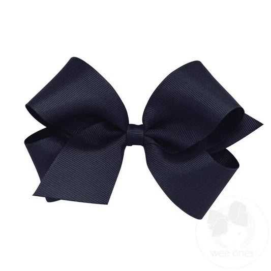 Wee Ones Bows - Medium - Navy Grosgrain