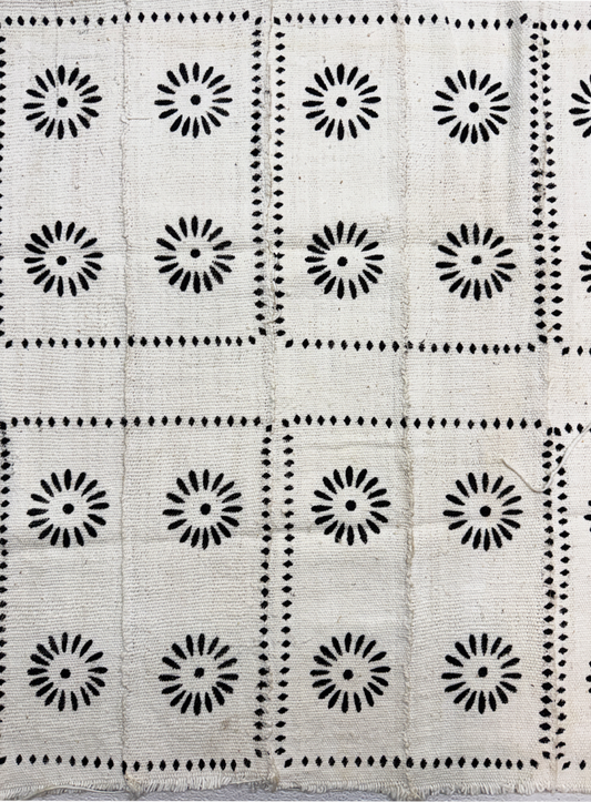 White & Black Original Authentic Mud Cloth Fabric