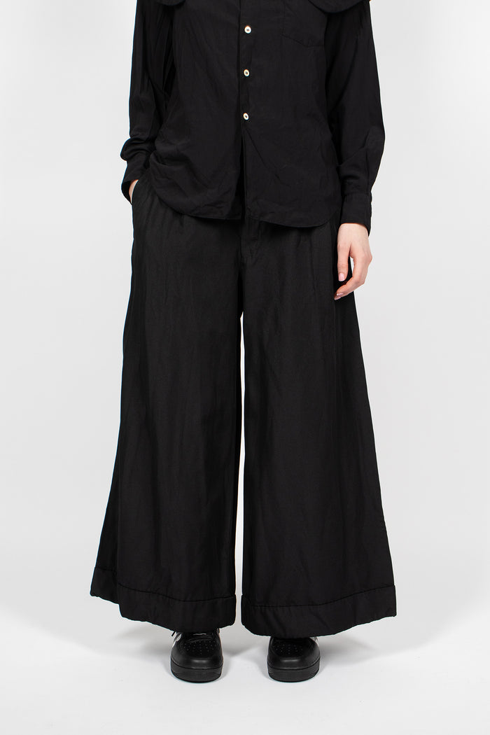 Wide Leg Twill Pants Black