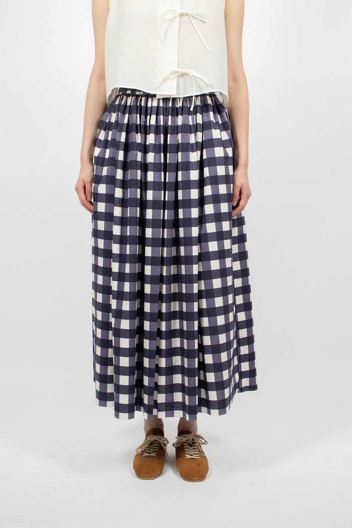 Wide Skirt Navy Check