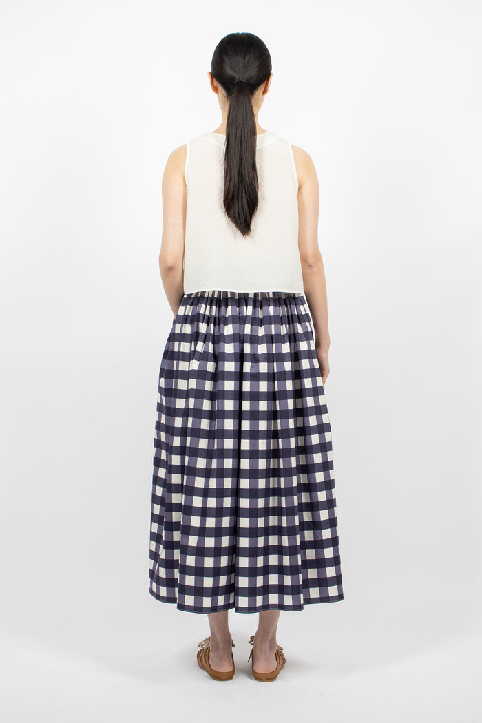 Wide Skirt Navy Check