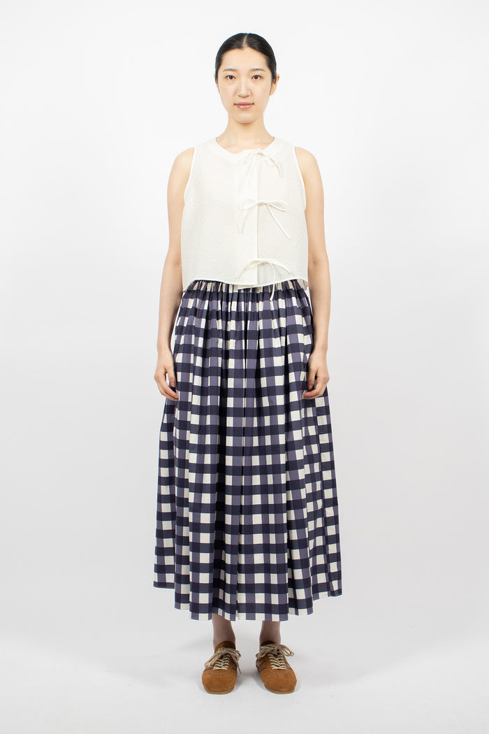 Wide Skirt Navy Check