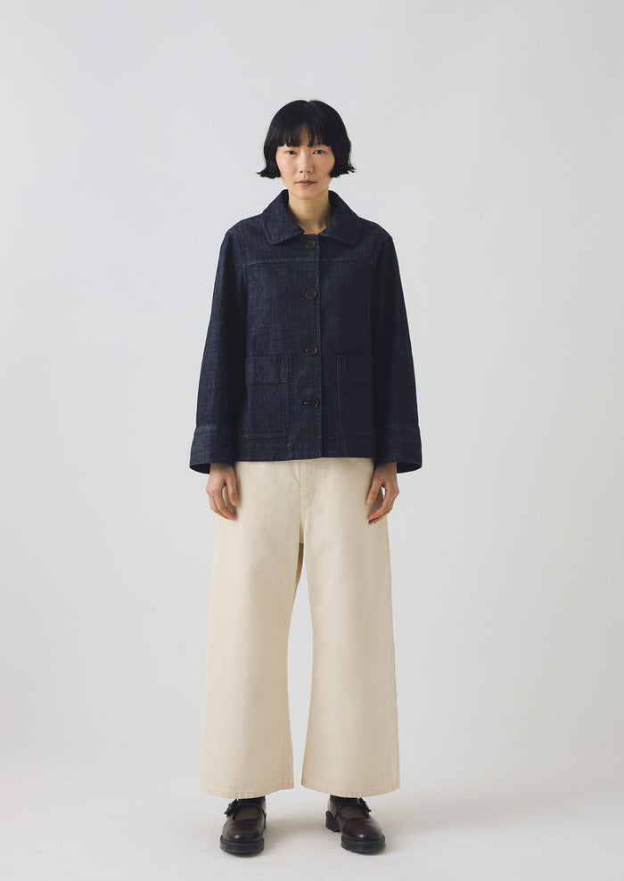 Wide Sleeve Organic Indigo Denim Jacket | Indigo