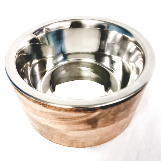 Wooden Pet Bowl with Removable Stainless Steel Insert | Mango Wood Feeder | Non-Slip Base | 3 Sizes