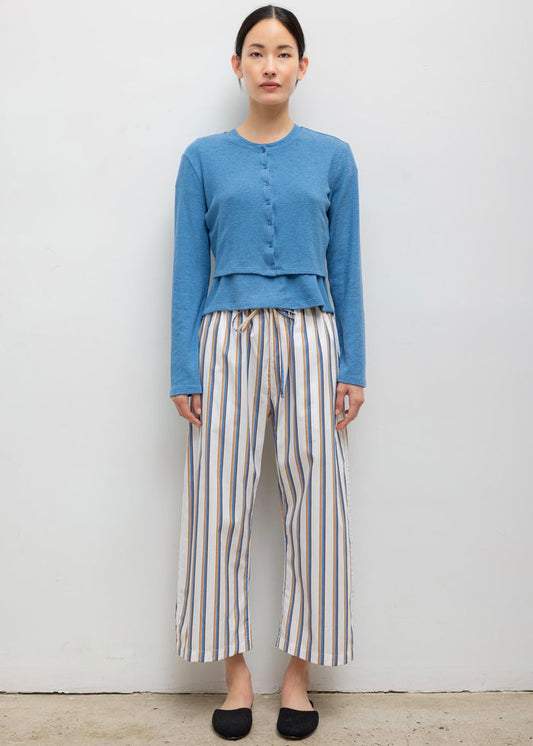 Yoshi Stripe Crop Drawstring Pant (Parch/Choco/Leset Blue Stripe)