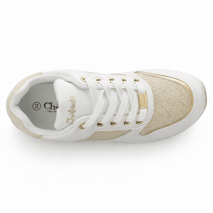 Zapatilla Blanco y Dorado Mujer Urbano Chalada Bolkinew Zapatillas Chalada
