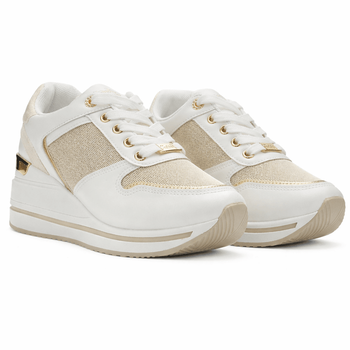 Zapatilla Blanco y Dorado Mujer Urbano Chalada Bolkinew Zapatillas Chalada