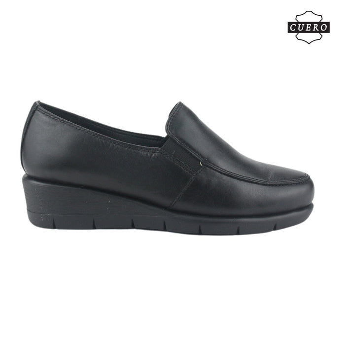 Zapato de Cuero Chalada Mujer Calafate-1 Negro Casual Mocasines Taco Chalada