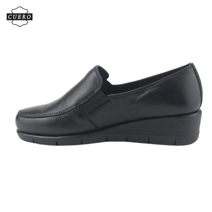 Zapato de Cuero Chalada Mujer Calafate-1 Negro Casual Mocasines Taco Chalada