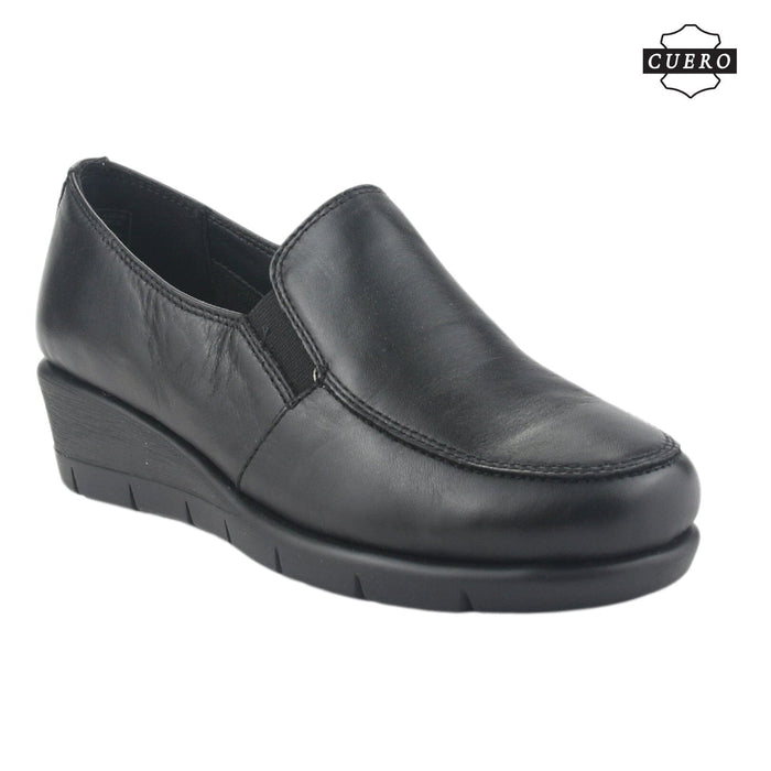 Zapato de Cuero Chalada Mujer Calafate-1 Negro Casual Mocasines Taco Chalada